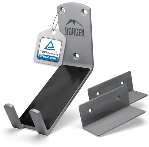 Borgen Soporte de pared para bicicleta, colgador para pedal, para bicicleta eléctrica, MTB o bicicleta de carretera, con 2 ángulos de apoyo y almohadillas para proteger la pared (gris)