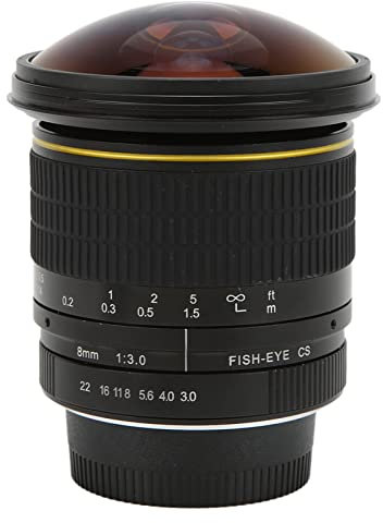 Goshyda 8mm F3.0 Ultra Wide Angle Fisheye Lens, 180° Viewing Angle 10 Elements in 7 Groups Manual Focus Fisheye Lens for D3200, D3300, D3400, D5200, D5300