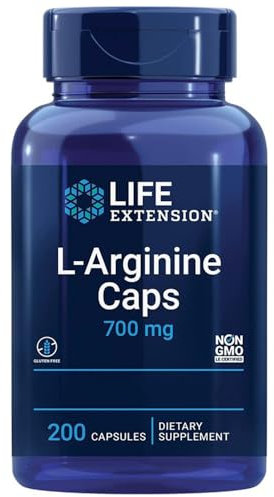 Life Extension, L-Arginin, 200 vegane Kapseln, 700mg L-Arginin & 10mg Vitamin C je Dosis, Glutenfrei, Sojafrei, GMO frei, Geschmacksneutral