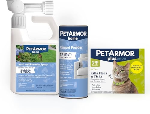 PetArmor Plus Flea & Tick Prevention for Cats Over 1.5 lbs (3 Doses) + PetArmor Home Carpet Spray and Yard Spray for Fleas & Ticks, Total Flea & Tick Prevention
