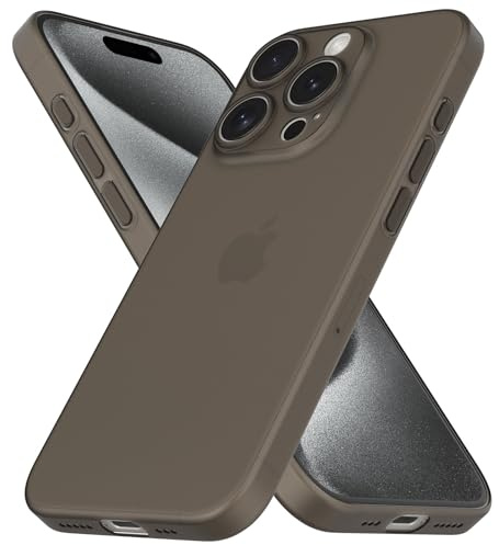 CELLBEE für iPhone 15 Pro Hülle Case Ultra Dünn [0,45mm Federleicht · Vergilbt Nicht] für MagSafe & Qi Kameraschutz Kratzfest Slim Schutzhülle Handyhülle Simple Gray - Grau Stoßfest Cover