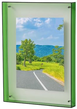 Cadre photo à effet flottant en acrylique - Cadre photo flottant pour galerie de maison, bureau - Vert - 16 cm