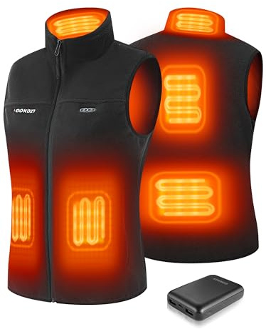 Gokozy Gilet Riscaldato Donna in Pile,Gilet riscaldabile con Batteria Elettrico Leggero Giacca Riscaldata 5 Zone con 3 Temperature Regolabili Outdoor/scii/cacci