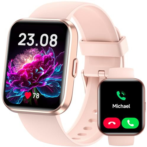 Smartwatch Damen Herren, Smart Watch mit Telefonfunktion Alexa, 1,8 Fitnessuhr Damen Sportuhr mit 100 Sportmodi & IP68, Herzfrequenz SpO2 Schlafmonitor, Armbanduhr Schrittzähler Uhr für Android iOS