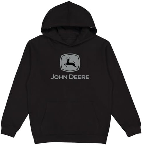 John Deere Sweat à capuche, logo de marque déposée, Noir avec logo gris, X-Large