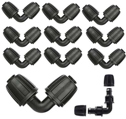 mohito 10 pièces 16mm Tuyau d'Arrosage Coude,Micro-Drip-System Pièce en L,Adaptateur Coude d'Irrigation Goutte,Assemblage réutilisable sans Outil pour Le Jardin, la pelouse et Le verger Noir