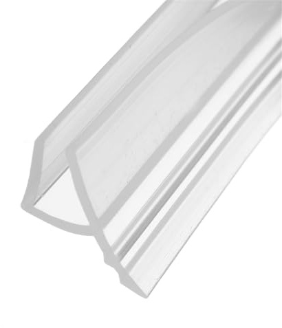 Joint de porte de douche transparent en forme de H - 200 cm de long - Sans cadre - Bande d'étanchéité souple (6 mm)