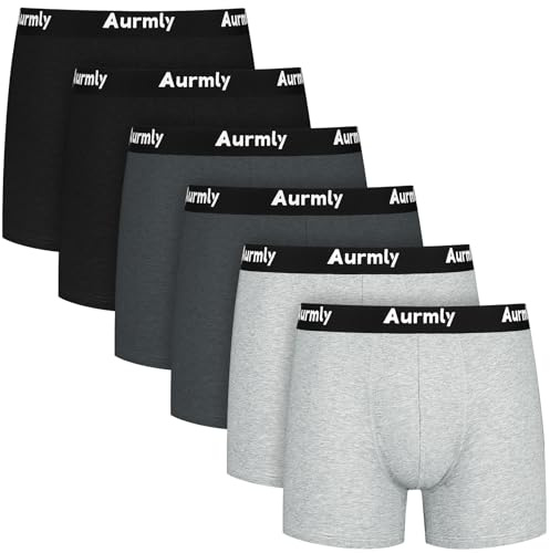 Aurmly Pack de 6 Calzoncillos Bóxer para Hombre, Ropa Interior Hombre, Calzoncillos Boxer, Diseño sin Etiquetas, Colores Clásicos