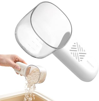 Cucchiaio per riso, misuratore preciso per alimenti di animali domestici e cereali, con integrata, utensile da cucina per misurare farina, legumi, cibo per animali domestici e esigenze culinarie