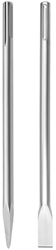 QWORK® 2 piezas SDS-Max Juego de cinceles, puntiagudo y plano, 400 mm de longitud, 18 mm de diámetro