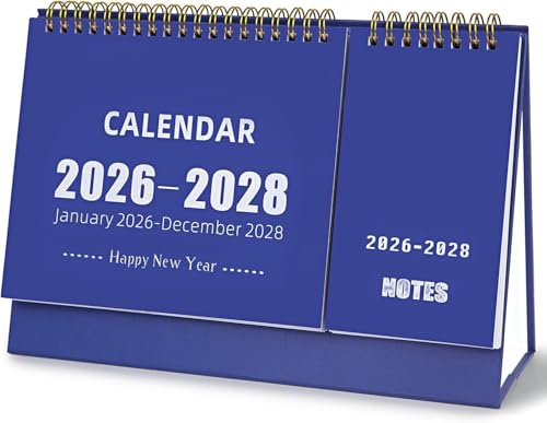 ZEEYUAN Calendario da tavolo 2026-2028, mensile, da gennaio 2026 a dicembre 2028, calendario da 36 mesi con carta spessa