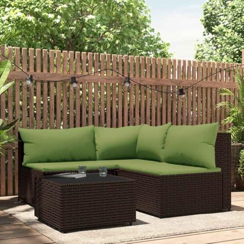 Générique Salon de Jardin 4 pcs avec Coussins Marron Résine tressée,Meubles,Mobilier de Jardin,Sièges de Jardin,Canapés de Jardin,Brun,26.7 KG,319829