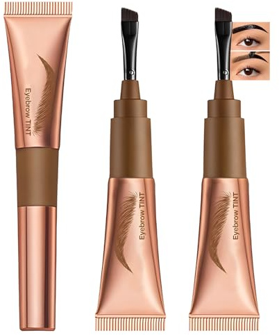 3 Pièces Teinture Sourcil Peel Off, Brun Semi-permanent Eyebrow Tint, Gel Tatouage Sourcil, Résistant et Anti-Tâches, Tattoo Coloration sourcils Facile, Dure 3 Jours (Brun Clair)
