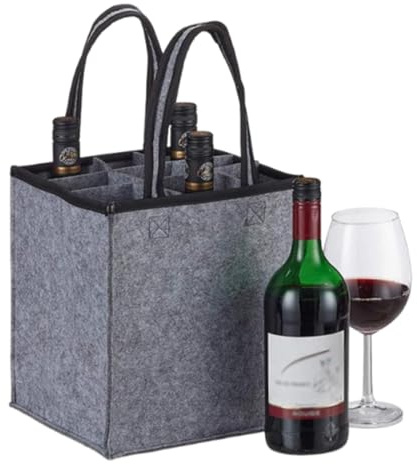LUDHEP Borsa portabottiglie, Portabottiglie con 6 Scomparti, Per la Spesa, Portabottiglie Pieghevole, Buste Porta Bottiglie d'Acqua Riutilizzabile, Borse Portabottiglia per Vino per Campeggio