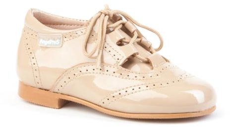 Zapatos Inglesitos Charol para Niños Todo Piel mod.1505. Calzado Infantil Made in Spain, Garantia de Calidad. (23, Camel)