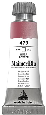MaimeriBlu 12ml Single-Pigment Watercolor Paint - Potters Pink PR233 Professional Watercolor Paint - Lightfast and Transparent Watercolor Paint Tube for Artists