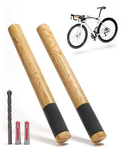 Borgen Soporte Bicicletas Pared - Soporte de Pared para Bicicletas de Carretera de Madera -Madera de Roble Noble - Soporte Pared Bicicletas MTB, Carretera y Ciudad