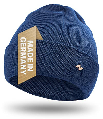 NYTTED® Merino Mütze Herren & Damen | 100% feinste Merinowolle | warm, weich & Strechy | Wollmütze Herren & Damen, Wintermütze Herren & Damen, Strickmütze für Herren & Damen, Merino Herren, Jeansblau