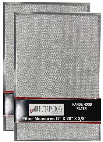 Air Filter Factory 12 X 20 X 3/8 Inches Aluminum Mesh Grease Range Hood Filters 2-Pack
