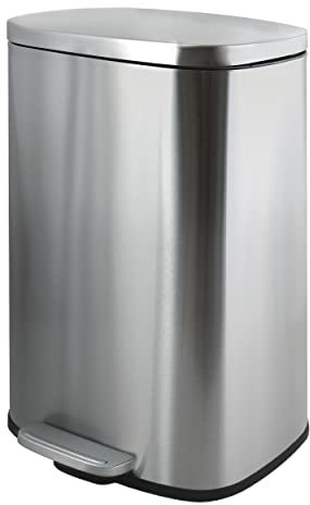 Spirella - Kosmetikeimer mit Pedal, aus Edelstahl, sanfter Verschluss, Anti-Fingerabdruck-Beschichtung, 23,5 x 34,3 x 62,9 cm, 30 l, gebürsteter Edelstahl