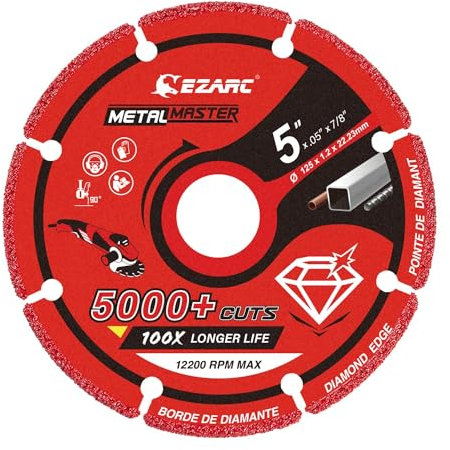 EZARC Disco de Corte, 125 × 22.2 mm, Disco de Diamante para Metal, Más de 5000 Cortes en Acero, Hierro e INOX