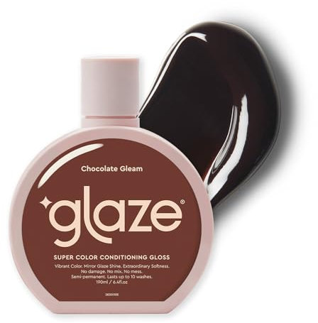 Glaze Supergloss Color Conditioning Gloss – Hydrating Semi-Permanent Color Hair Gloss & Shine Boost – Color Depositing Mask - Vegan, Cruelty-Free – 190ml - Chocolate Gleam - Warm Medium Dark Brown