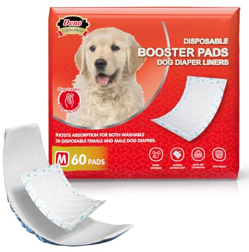 Dono Dog Nappies Liners - 60 Pcs Dog Diaper Liners for Male Female Dogs, Nappy Pad, Puppy Pads Disposable, Super Absorbent for Belly Bands, Period Pants