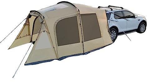 TentHome Vehicle Car Tent SUV Tailgate Tents, SUV Awning Tent Attachment Canopy for Mini Truck, Hatchback Camping (Rainfly&Inner Tent, Quicksand gold)