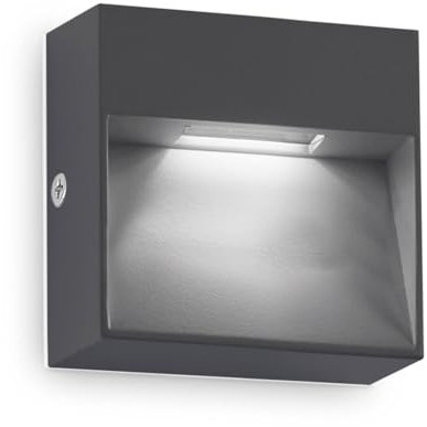 Ideal Lux DEDRA Integrierte quadratische LED-Wandleuchte für den Außenbereich, Anthrazit, 160 lm, 3000 K, IP65