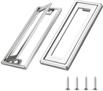 Desuibao Lot de 2 Poignées de Porte Coulissante en Alliage de Zinc, Poignées de Porte Encastrées, Poignées de Tiroir Encastrées, Anneau Caché pour la Maison, la Cuisine, Argent