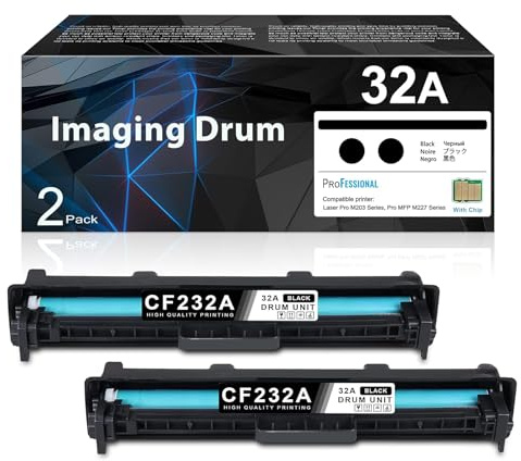 32A bildtrumma svart 2-pack med extra hög kapacitet | 32A CF232A bildtrumma ersättning för HP 32A trumenhet CF232A kompatibel med Laser Pro M203dn M203dw MFP M227fdn M227sdn M227fdw skrivare | CF232A
