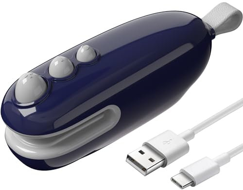 MORNIIE Mini Bag Sealer, Heat Sealer with Cutter, Rechargeable Bag Sealer, Handheld Heat Sealer Machine with Magnetic, Portable Bag Sealer Heat Seal for Keep Food Fresh and Snacks Crispy. Blue