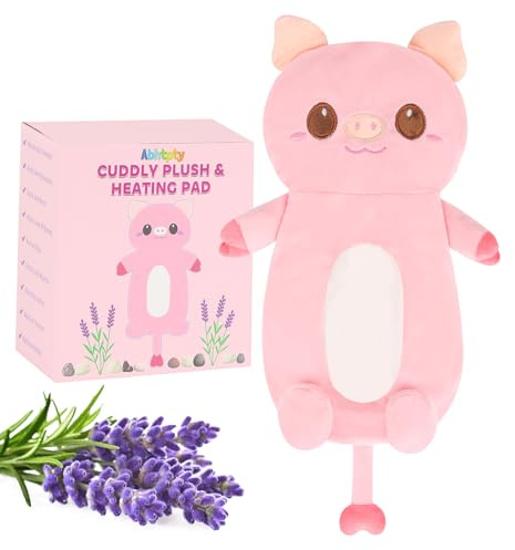 Cute Heating Pad Microwavable Stuffed Animals, Pink Pig 1.4lb Removable Heated Warm Animals, Super Soft Cozy Heatable Plush Body Pad for Cramps of Relief New Year Gift