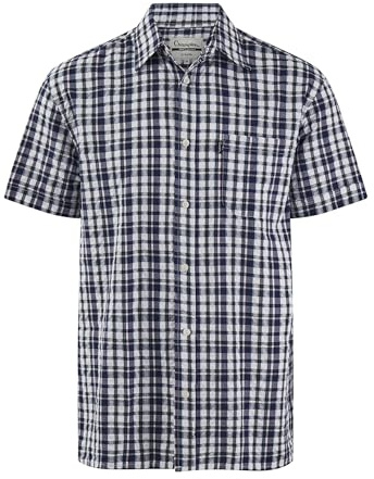Champion Check Shirt Short Sleeve Chest Pocket Seersucker Mens M-5XL Croyde
