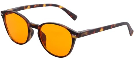 OKH Gafas con Filtro de Luz Azul 99% para Computadora y Teléfono Antiestrés y Antifatiga Ocular Ligeras y Duraderas con Bisagras Elásticas Gafas Gamer (Tortuga Redondas)