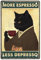 KAIYAYA Poster vintage a forma di gatto in metallo, con scritta in lingua tedesca Gatto nero, caffè, retrò, stampa da parete, 30 x 20 cm, per la casa, il bagno, la porta, il negozio, la cucina, il