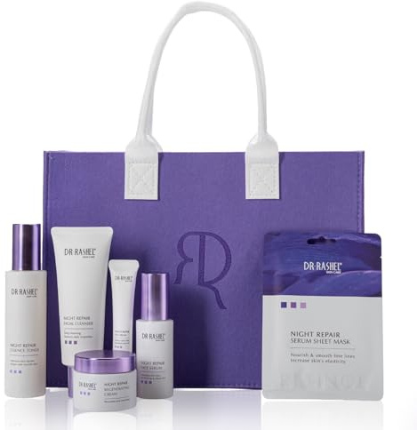 Ansiktsvårdsset med Retinol – ansiktsserum, ögonserum, dag och nattkräm, 10 x tygmask, ansiktsrengöring, toner, solskyddsmedel SPF 50 – anti-aging, hudvård, presentset damer