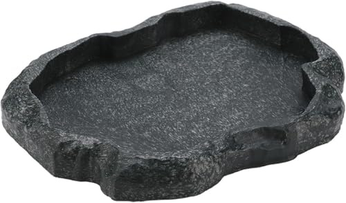 KFSCIP Tortoise Water Bowl, Reptile Water Dish Accessories for Tortoise Bath and Hydration, Shallow Ramp Design Easy Access Water Bowl, Durable Plastic Material Suitable for Various Reptile Habitats