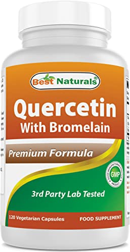 Best Naturals Quercetin with Bromelain Veggie Capsule - 800mg of Quercetin & 165 mg of Bromelain (2400 GDU/g), 120 Count