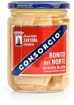Consorcio - Bonito del Norte en Aceite de Oliva | Tarro de 400 gr | Bonito de Santoña con Aceite de Oliva y Sal en Tarro | 100% Natural