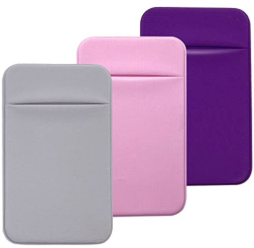 CKANDAY Paquete de 3 Tarjetas de teléfono Celular con Adhesivo Adhesivo para la Parte Posterior del teléfono, Fundas de Tela elástica para Tarjetas de crédito, Bolsillo para Tarjetas de crédito