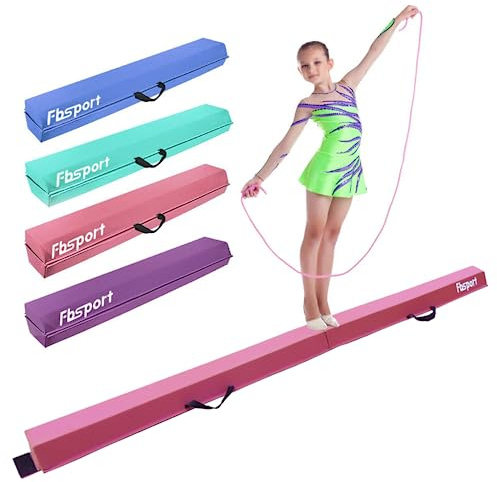 FBSPORT Gymnastikbalk 240 cm Fällbar balansbalk Gymnastikutrustning för hemmet Flickor Barn Vuxna Träning, med bärhandtag och halkskydd