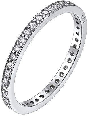 Bestyle Ring Damen 925 Sterlingsilber mit Zirkonia Damenring Ewigkeitsring Kristall Ring Geschenk für Ehefrau Größe 65