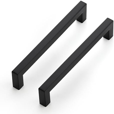 Ravinte 20 Pack Kitchen Door Handles Black Handles for Cupboard 160mm | Square Bar Grip, Smooth Pull Feel, For Cupboards, Wardrobes, Cabinets, Drawers, Kitchen Door Hardware, Furniture Restyle
