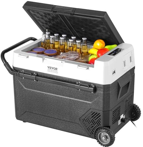 VEVOR Réfrigérateur Portable à Compression 60 L, Mini Frigo de Voiture 12 V, Glacière sur Roulettes à Zone Unique, Température Réglable -20 °C à 20 °C, pour Camion Bateau Maison Camping Extérieur