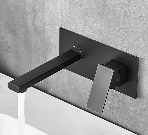 Rubinetto dell'acqua calda e fredda nascosto del bagno Rubinetto da incasso nero da incasso, elegante tubo quadrato nero con scatola incorporata