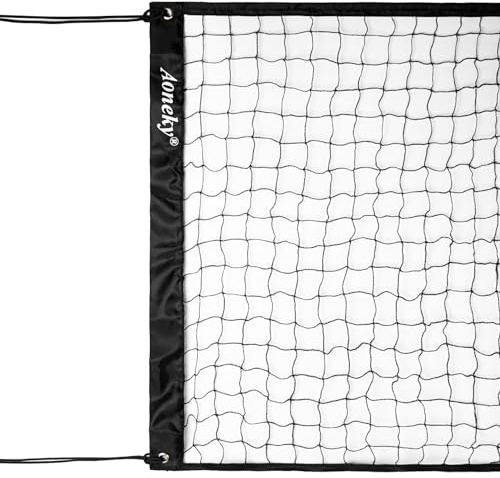 Aoneky Red de Vóleibol Portátil con Cuerdas de Atar - 4,6m/6,4m/9,7m×0,9m, Red Deportiva Multiusos para Voleibol Bádminton Tenis, para Adultos y Niños, Uso en Exterior Jardín Piscina Playa (6,4 M)