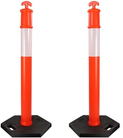 Wiltec Paletti delimitatori catarifrangenti 110 cm con base ottagonale, 2 pali segnaletici stradali