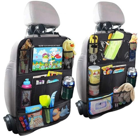 XFSRG Organizador Asiento Coche Niños Multifuncional Protector Respaldo Soporte Tablet Bolsillos Múltiples Almacenamiento Viaje