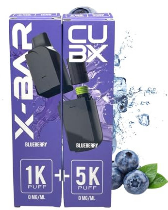 CUBX- double pod remplissable (batterie non incluse) sans nicotine ni tabac, Vente interdite aux personnes âgées de moins de18 ans (saveur : Myrtille Framboise)